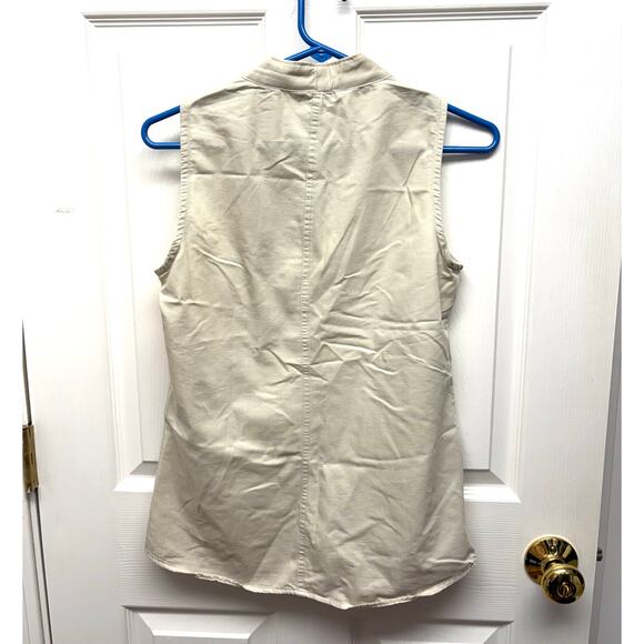 Toad & Co Tan Sleeveless Blouse, Beige Cotton Blend Top, Women's Size S - Picture 3 of 5